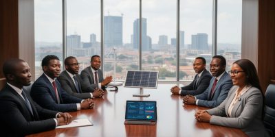 Solar panels and wind turbines generating renewable energy in Kenya